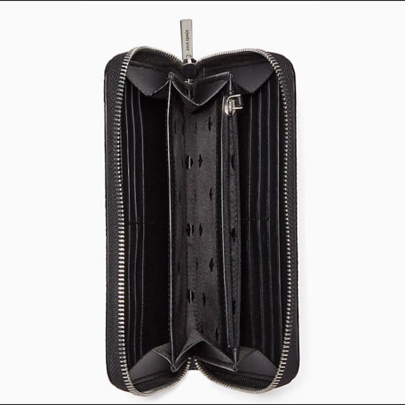 Kate Spade glitter on large continental wallet Black with Silver Logo NWT - Picture 2 of 3